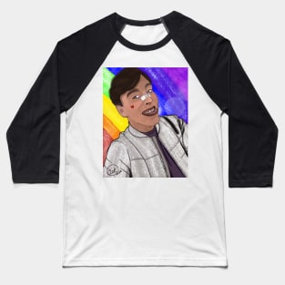 Thomas Sanders' Glittery Rainbow Baseball T-Shirt